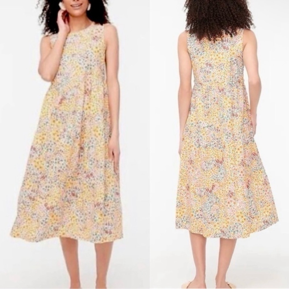 J. Crew Mixed-floral Tiered Midi dress Sleeveless A Line Dress BH899 Size 10 - Picture 2 of 12